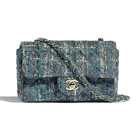 chanel blue fabric bag